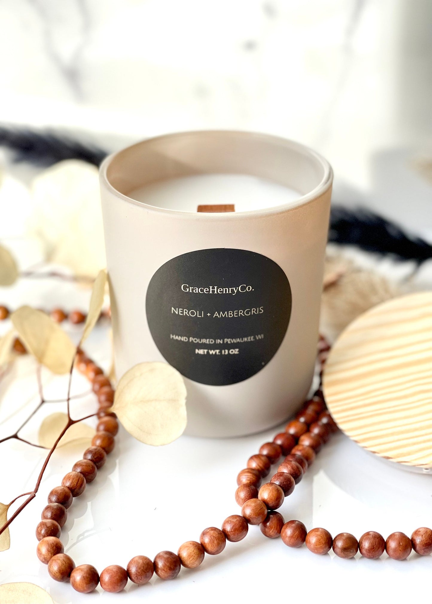 NEROLI + AMBERGRIS 13oz Wooden Wick Candle