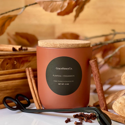 Pumpkin + Persimmon 13oz Wooden Wick Candle